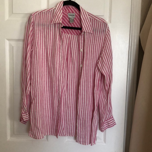 Chicos pink ticking stripe tunic size 0 - Picture 1 of 4